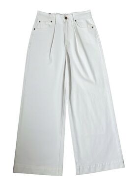 Gap Women's White High Rise Denim Trouser Jeans Pants Wide Leg Sz 27 4 Cotton